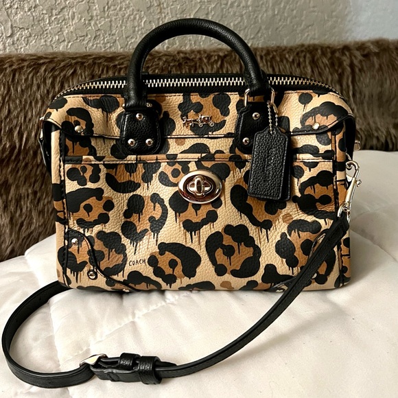 👑✅PRICE FIRM✅NO OFFERS 👑COACH Leopard Ocelot Satchel Wild Beast Cross Body Bag - Picture 13 of 16